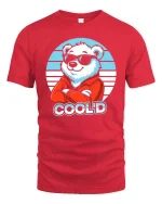 Cool Bear Sunglasses Retro Style Funny Animal Graphic Tshirt - red t-shirt on white background