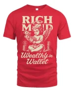 Rich Mind Wealthy Wallet Vintage Money Angel Graphic Tshirt - red t-shirt on white background