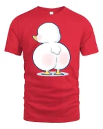 Funny Cute Duck Butt Cartoon Humor Graphic Animal Tshirt - red t-shirt on white background