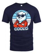 Cool Bear Sunglasses Retro Style Funny Animal Graphic Tshirt - navy t-shirt on white background