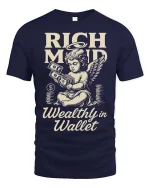Rich Mind Wealthy Wallet Vintage Money Angel Graphic Tshirt - navy t-shirt on white background