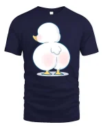 Funny Cute Duck Butt Cartoon Humor Graphic Animal Tshirt - navy t-shirt on white background