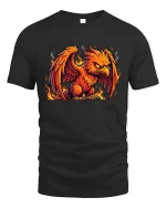 Fiery Phoenix Rising Mythical Bird Flame Graphic T-Shirt - black t-shirt on white background