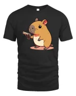 Funny Hamster Cartoon Character Humor Graphic Cool T-Shirt - black t-shirt on white background
