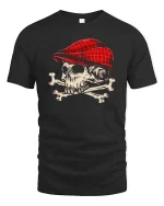 Skull Red Cap Vintage Graphic Cool Street Style T-Shirt - black t-shirt on white background