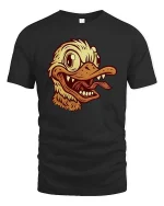 Funny Duck Face Cartoon Vintage Style Cool Graphic T-Shirt - black t-shirt on white background