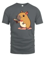 Funny Hamster Cartoon Character Humor Graphic Cool T-Shirt - gray t-shirt on white background
