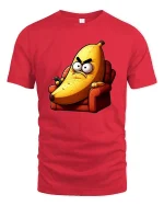 Funny Angry Banana Cartoon Humor Graphic Cool T-Shirt - red t-shirt on white background
