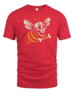 Skeleton Bee Funny Halloween Insect Cartoon Graphic T-Shirt - red t-shirt on white background