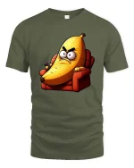 Funny Angry Banana Cartoon Humor Graphic Cool T-Shirt - military green t-shirt on white background