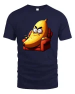 Funny Angry Banana Cartoon Humor Graphic Cool T-Shirt - navy t-shirt on white background