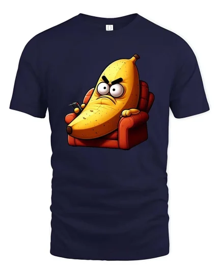 Funny Angry Banana Cartoon Humor Graphic Cool T-Shirt - navy t-shirt on white background