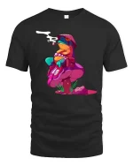 Trippy Frog Mushroom Psychedelic Weird Cartoon Art Tshirt - black t-shirt on white background