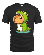 Cute Dinosaur Costume Cartoon Funny Animal Kawaii Tshirt - black t-shirt on white background