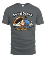 Do Not Disturb Lazy Mode Funny Sleeping Dog Cartoon Tshirt - gray t-shirt on white background