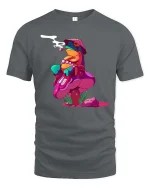 Trippy Frog Mushroom Psychedelic Weird Cartoon Art Tshirt - gray t-shirt on white background