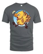 Cute Running Chick Cartoon Funny Baby Bird Kawaii Tshirt - gray t-shirt on white background