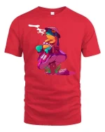 Trippy Frog Mushroom Psychedelic Weird Cartoon Art Tshirt - red t-shirt on white background