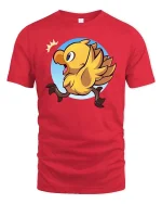 Cute Running Chick Cartoon Funny Baby Bird Kawaii Tshirt - red t-shirt on white background