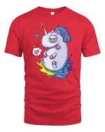 Funny Silly Unicorn Cartoon Rainbow Weird Cute Tshirt - red t-shirt on white background