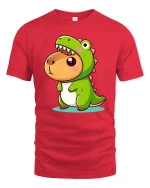 Cute Dinosaur Costume Cartoon Funny Animal Kawaii Tshirt - red t-shirt on white background