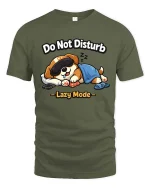 Do Not Disturb Lazy Mode Funny Sleeping Dog Cartoon Tshirt - military green t-shirt on white background