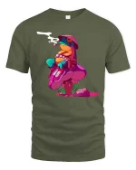 Trippy Frog Mushroom Psychedelic Weird Cartoon Art Tshirt - military green t-shirt on white background