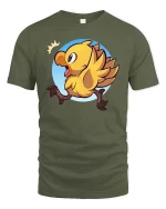 Cute Running Chick Cartoon Funny Baby Bird Kawaii Tshirt - military green t-shirt on white background