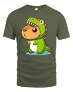 Cute Dinosaur Costume Cartoon Funny Animal Kawaii Tshirt - military green t-shirt on white background
