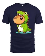 Cute Dinosaur Costume Cartoon Funny Animal Kawaii Tshirt - navy t-shirt on white background