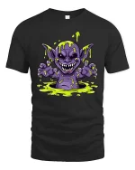 Slime Goblin Monster Graphic t-shirt Creepy Cute Tee Art - black t-shirt on white background