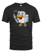 Angry Pixel Chicken Knife Graphic t-shirt Gamer Humor Tee - black t-shirt on white background