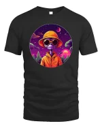 Cool Alien Sunset Graphic t-shirt Space Streetwear Tee - black t-shirt on white background