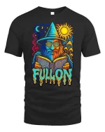 Full On Wizard Psychedelic Graphic t-shirt Trippy Art Tee - black t-shirt on white background