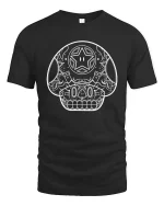 Sugar Skull Mushroom Line Art Graphic t-shirt Gothic Tee - black t-shirt on white background