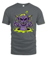 Slime Goblin Monster Graphic t-shirt Creepy Cute Tee Art - gray t-shirt on white background