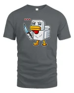 Angry Pixel Chicken Knife Graphic t-shirt Gamer Humor Tee - gray t-shirt on white background