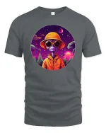 Cool Alien Sunset Graphic t-shirt Space Streetwear Tee - gray t-shirt on white background