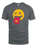 Trippy Smile Tongue Graphic t-shirt Funky Emoji Art Tee - gray t-shirt on white background