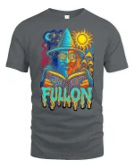 Full On Wizard Psychedelic Graphic t-shirt Trippy Art Tee - gray t-shirt on white background