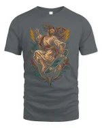 Skater Jesus Lightning Graphic t-shirt Religious Skate Tee - gray t-shirt on white background