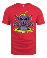 Slime Goblin Monster Graphic t-shirt Creepy Cute Tee Art - red t-shirt on white background