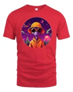 Cool Alien Sunset Graphic t-shirt Space Streetwear Tee - red t-shirt on white background