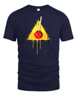 Melting Cherry Warning Sign Graphic t-shirt Cool Art Tee - navy t-shirt on white background