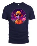 Cool Alien Sunset Graphic t-shirt Space Streetwear Tee - navy t-shirt on white background