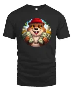 Funny Money Beaver T-Shirt Cute Rich Animal Graphic Style - black t-shirt on white background