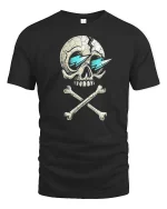 Cracked Skull T-Shirt Cool Lightning Eyes Dark Graphic Tee - black t-shirt on white background