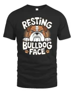 Resting Bulldog Face T-Shirt Funny Dog Lover Graphic Tee - black t-shirt on white background