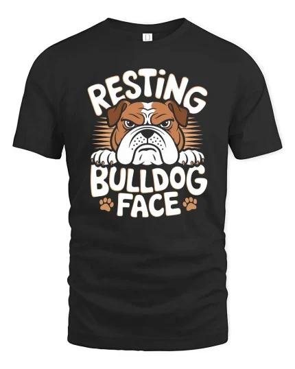 Resting Bulldog Face T-Shirt Funny Dog Lover Graphic Tee - black t-shirt on white background
