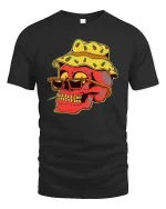 Funny Pineapple Bucket Hat Skull T-Shirt Cool Summer Vibes - black t-shirt on white background